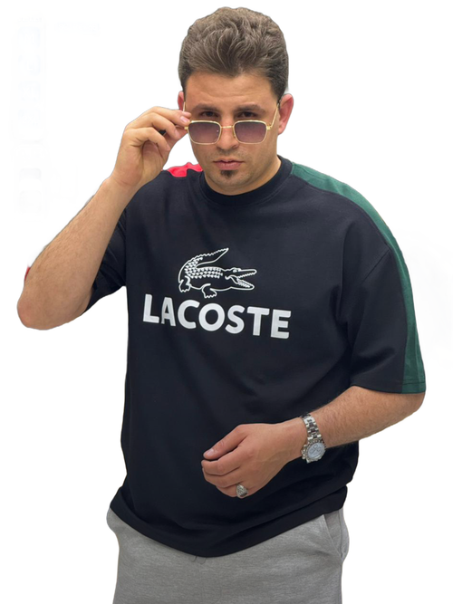 تيشرت راوند قصة كتف أوفر سايز - Lacoste