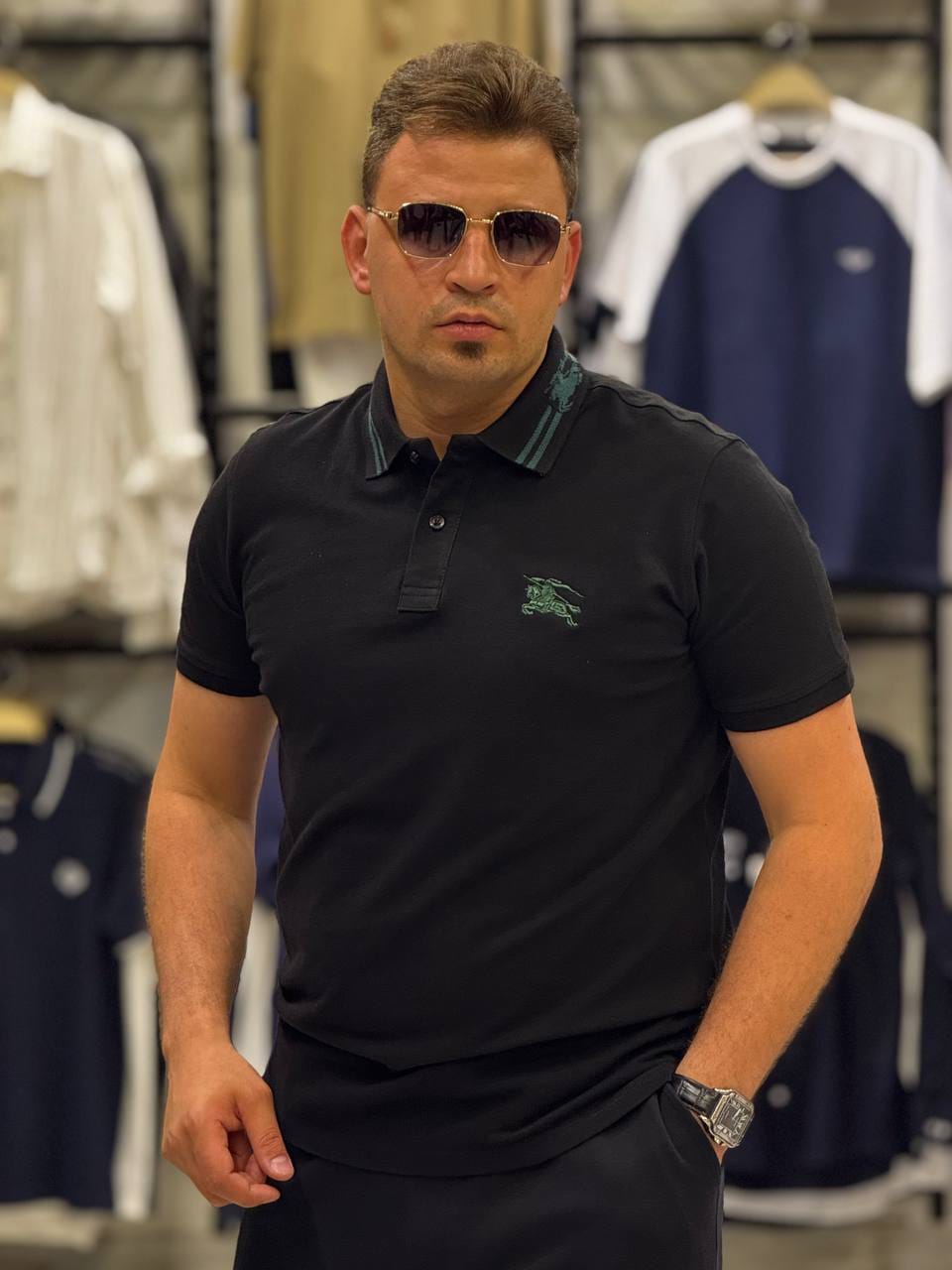 تيشيرت بولو بيكا ياقه جاكار Burberry